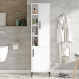 Armadio multiuso 2 ante Serpens, Mobile multifunzionale, Mobiletto scarpiera, Guardaroba porta scarpe, 45x36 h174 cm, Bianco