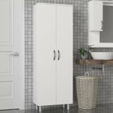 Armadio multiuso 2 ante Solivus, Mobile multifunzionale, Mobiletto scarpiera, Guardaroba porta scarpe, 59x32 h162 cm, Bianco