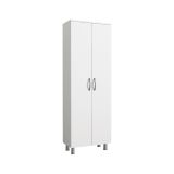 Armadio multiuso 2 ante Solivus, Mobile multifunzionale, Mobiletto scarpiera, Guardaroba porta scarpe, 59x32 h162 cm, Bianco