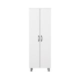 Armadio multiuso 2 ante Solivus, Mobile multifunzionale, Mobiletto scarpiera, Guardaroba porta scarpe, 59x32 h162 cm, Bianco