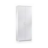 Armadio multiuso Alisso, Mobile lineare a 2 Ante battenti, Guardaroba a 4 ripiani regolabili, Scarpiera moderna, 100% Made in Italy, 90x45h195 cm, Bianco
