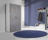 Armadio multiuso Alisso, Mobile lineare a 2 Ante battenti, Guardaroba a 4 ripiani regolabili, Scarpiera moderna, 100% Made in Italy, 90x45h195 cm, Cemento e Bianco