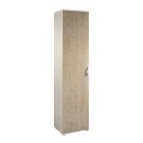 Armadio multiuso Aquilegia, Mobile lineare a 1 Anta battenti e 4 ripiani regolabili, Mobile a colonna per bagno, 100% Made in Italy, 45x45h195 cm, Rovere e Bianco