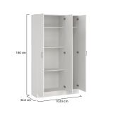 Armadio multiuso Beaumont, Mobile ausiliario a 3 ante, Guardaroba portascarpe, Guardaroba portascope, 109x37h180 cm, Bianco