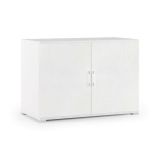 Armadio multiuso Bucaneve, Mobile lineare a 2 Ante battenti con ripiano, Mobile da ingresso, Scarpiera moderna, 100% Made in Italy, 90x45h66 cm, Bianco