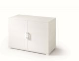Armadio multiuso Bucaneve, Mobile lineare a 2 Ante battenti con ripiano, Mobile da ingresso, Scarpiera moderna, 100% Made in Italy, 90x45h66 cm, Bianco