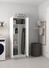 Armadio multiuso Charleston, Mobile portascope a 2 ante, Scarpiera con ripiani, Guardaroba portascope, cm73x37h180 cm, Bianco
