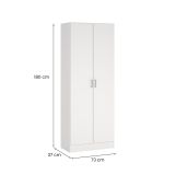 Armadio multiuso Charleston, Mobile portascope a 2 ante, Scarpiera con ripiani, Guardaroba portascope, cm73x37h180 cm, Bianco