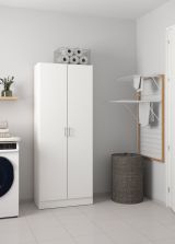 Armadio multiuso Charleston, Mobile portascope a 2 ante, Scarpiera con ripiani, Guardaroba portascope, cm73x37h180 cm, Bianco