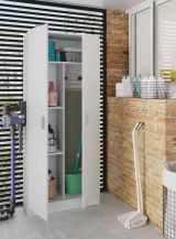 Armadio multiuso Charleston, Mobile portascope a 2 ante, Scarpiera con ripiani, Guardaroba portascope, cm73x37h180 cm, Bianco