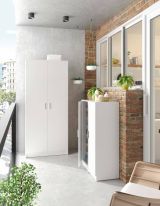 Armadio multiuso Charleston, Mobile portascope a 2 ante, Scarpiera con ripiani, Guardaroba portascope, cm73x37h180 cm, Bianco