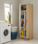 Armadio multiuso Charleston, Mobile portascope a 2 ante, Scarpiera con ripiani, Guardaroba portascope, cm73x37h180 cm, Rovere