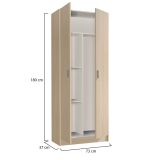 Armadio multiuso Charleston, Mobile portascope a 2 ante, Scarpiera con ripiani, Guardaroba portascope, cm73x37h180 cm, Rovere