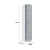 Armadio multiuso Clearwater, Mobile ausiliario a 1 anta, Guardaroba portascarpe con ripiani, Scarpiera verticale, 37x37h180 cm, Bianco