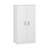 Armadio multiuso Corona, Mobile ausiliario a 2 ante, Mobile basso portascarpe con 6 ripiani, Scarpiera moderna, 55x36h108 cm, Bianco