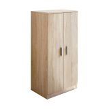 Armadio multiuso Corona, Mobile ausiliario a 2 ante, Mobile basso portascarpe con 6 ripiani, Scarpiera moderna, 55x36h108 cm, Rovere