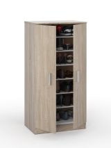 Armadio multiuso Corona, Mobile ausiliario a 2 ante, Mobile basso portascarpe con 6 ripiani, Scarpiera moderna, 55x36h108 cm, Rovere
