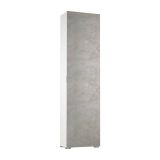 Armadio multiuso Fiordaliso, Mobile lineare a 1 Anta e 7 ripiani, Colonna da ingresso o bagno, Scarpiera moderna, 100% Made in Italy, 50x30h182 cm, Cemento e Bianco