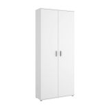 Armadio multiuso Forcola, Mobile multifunzione portascope, Guardaroba a 2 ante, 78x35h190 cm, Bianco