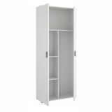 Armadio multiuso Forcola, Mobile multifunzione portascope, Guardaroba a 2 ante, 78x35h190 cm, Bianco