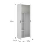 Armadio multiuso Forcola, Mobile multifunzione portascope, Guardaroba a 2 ante, 78x35h190 cm, Bianco
