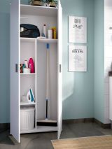 Armadio multiuso Forcola, Mobile multifunzione portascope, Guardaroba a 2 ante, 78x35h190 cm, Bianco