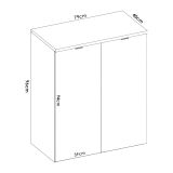 Armadio multiuso Gaviola, Mobile basso multifunzione, Armadietto a 2 ante, 79x40h96 cm, Bianco lucido e Rovere