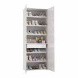 Armadio multiuso Ginestra, Mobile lineare a 2 Ante battenti, Guardaroba a 6 ripiani, Scarpiera moderna, 100% Made in Italy, 72x37h195 cm, Bianco