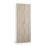 Armadio multiuso Ginestra, Mobile lineare a 2 Ante battenti, Guardaroba a 6 ripiani, Scarpiera moderna, 100% Made in Italy, 72x37h195 cm, Olmo e Bianco