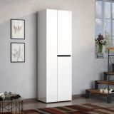Armadio multiuso grande Accra, Mobile multifunzionale, Mobiletto scarpiera, Guardaroba porta scarpe, Made in Italy, 61x45h190 cm, Bianco lucido e Antracite