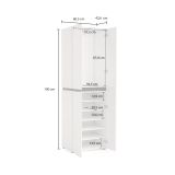 Armadio multiuso grande Accra, Mobile multifunzionale, Mobiletto scarpiera, Guardaroba porta scarpe, Made in Italy, 61x45h190 cm, Bianco lucido e Antracite
