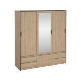 Armadio multiuso grande Agnes, Mobile multifunzionale, Mobiletto scarpiera, Guardaroba porta scarpe, 60x181 h200 cm, Rovere