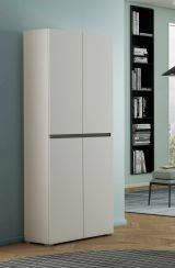 Armadio multiuso grande Bacopa, Scarpiera con ripiani regolabili, Mobile porta scarpe a 4 ante, 100% Made in Italy, 80x37h195 cm, Bianco