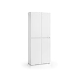 Armadio multiuso grande Bacopa, Scarpiera con ripiani regolabili, Mobile porta scarpe a 4 ante, 100% Made in Italy, 80x37h195 cm, Bianco