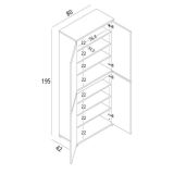 Armadio multiuso grande Bacopa, Scarpiera con ripiani regolabili, Mobile porta scarpe a 4 ante, 100% Made in Italy, 80x37h195 cm, Bianco