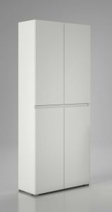 Armadio multiuso grande Bacopa, Scarpiera con ripiani regolabili, Mobile porta scarpe a 4 ante, 100% Made in Italy, 80x37h195 cm, Bianco