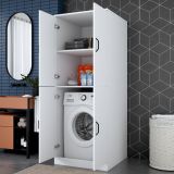 Armadio Multiuso Grande Bianco 2 Ripiani 4 Ante 70x182h cm, Apertura Battente - Sarre