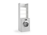 Armadio Multiuso Grande Bianco 3 Ripiani 4 Vani 65x195h cm, Peso Supportato 50 kg - Rapino
