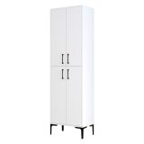 Armadio Multiuso Grande Bianco 6 Ripiani 4 Ante 60x200h cm, Apertura Battente - Laino