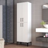 Armadio Multiuso Grande Bianco 6 Ripiani 4 Ante 60x200h cm, Apertura Battente - Laino