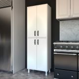 Armadio Multiuso Grande Bianco 6 Ripiani 4 Ante 63x191h cm, Apertura Battente - Medesano