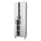 Armadio Multiuso Grande Bianco 6 Ripiani 4 Ante 63x191h cm, Apertura Battente - Medesano