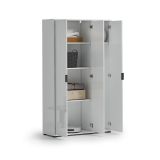 Armadio Multiuso Grande Bianco Lucido 4 Ripiani Cassetti 106.9x180h cm, 6 Vani - Teolo