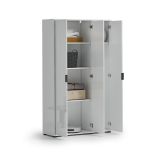 Armadio Multiuso Grande Bianco Lucido 4 Ripiani Cassetti 106.9x180h cm, 6 Vani - Teolo