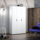 Armadio Multiuso Grande Bianco Lucido 4 Ripiani Cassetti 106.9x180h cm, 6 Vani - Teolo
