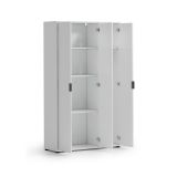 Armadio Multiuso Grande Bianco Lucido 4 Ripiani Cassetti 106.9x180h cm, 6 Vani - Teolo