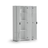 Armadio Multiuso Grande Bianco Lucido 4 Ripiani Cassetti 106.9x180h cm, 6 Vani - Teolo