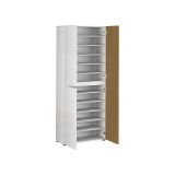 Armadio Multiuso Grande Bianco Lucido Marrone Rovere Cassetti 10 Ripiani 80x200h cm, 3 Ante - Palasio