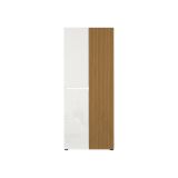 Armadio Multiuso Grande Bianco Lucido Marrone Rovere Cassetti 10 Ripiani 80x200h cm, 3 Ante - Palasio