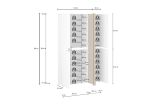 Armadio Multiuso Grande Bianco Lucido Marrone Rovere Cassetti 20 Ripiani 120x200h cm, 5 Ante - Palasio